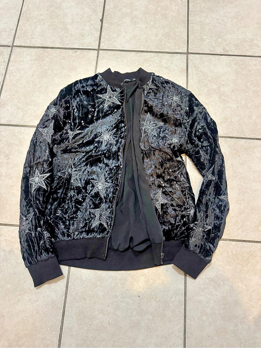 KNOT SISTERS Black Star Bomber Jacket Like New